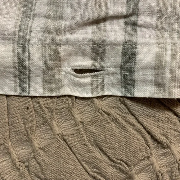Eileen Fisher Home Garnet Hill White&Gray Striped Linen Duvet Double/Queen 88x94